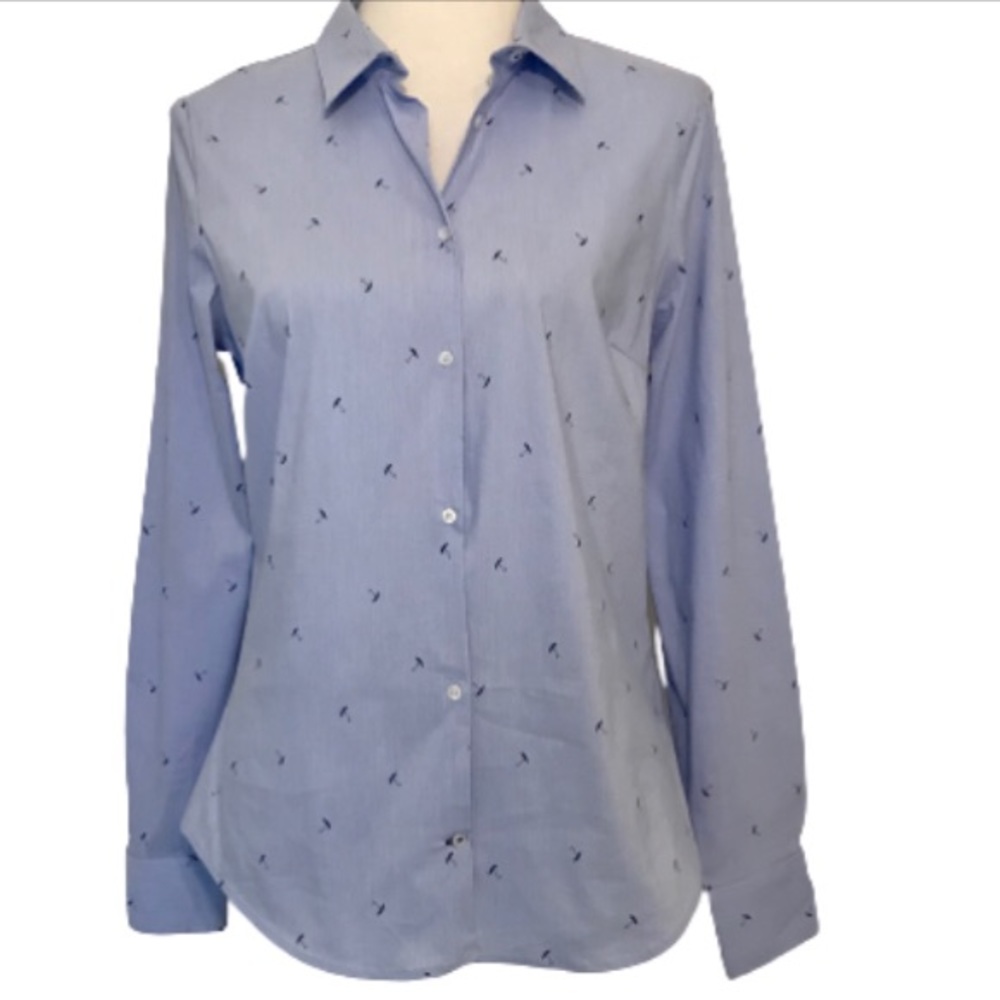 Zara Umbrella Print Button Down Long Sleeve Blouse